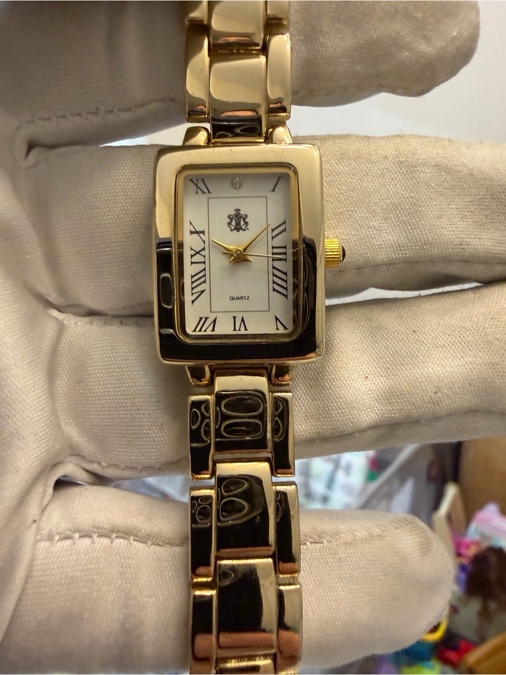 Giorgio Beverly Hills Vintage Women's Gold Tone Tank Quartz Dress Watch